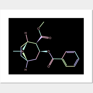 Cocaine Kawaii Pastel Rainbow Molecule Posters and Art